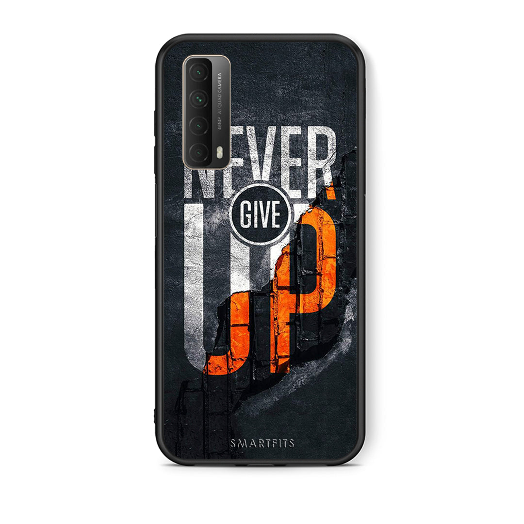 Θήκη Αγίου Βαλεντίνου Huawei P Smart 2021 Never Give Up από τη Smartfits με σχέδιο στο πίσω μέρος και μαύρο περίβλημα | Huawei P Smart 2021 Never Give Up case with colorful back and black bezels