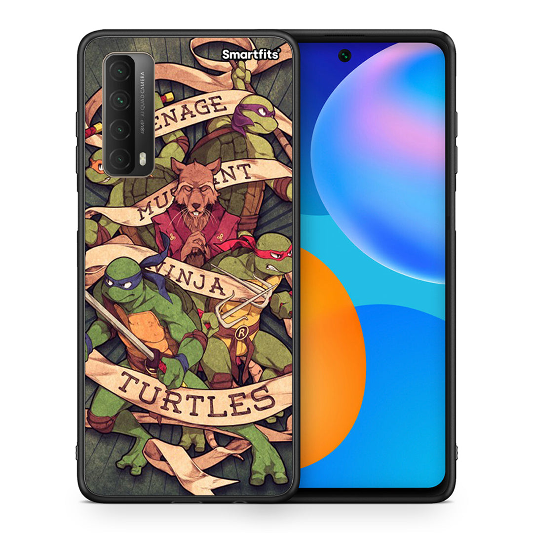 Θήκη Huawei P Smart 2021 Ninja Turtles από τη Smartfits με σχέδιο στο πίσω μέρος και μαύρο περίβλημα | Huawei P Smart 2021 Ninja Turtles case with colorful back and black bezels