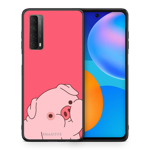 Θήκη Αγίου Βαλεντίνου Huawei P Smart 2021 Pig Love 1 από τη Smartfits με σχέδιο στο πίσω μέρος και μαύρο περίβλημα | Huawei P Smart 2021 Pig Love 1 case with colorful back and black bezels