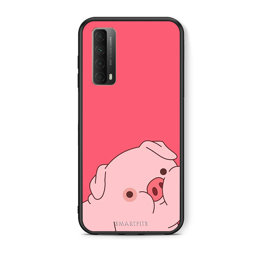 Θήκη Αγίου Βαλεντίνου Huawei P Smart 2021 Pig Love 1 από τη Smartfits με σχέδιο στο πίσω μέρος και μαύρο περίβλημα | Huawei P Smart 2021 Pig Love 1 case with colorful back and black bezels