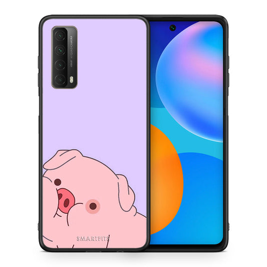 Θήκη Αγίου Βαλεντίνου Huawei P Smart 2021 Pig Love 2 από τη Smartfits με σχέδιο στο πίσω μέρος και μαύρο περίβλημα | Huawei P Smart 2021 Pig Love 2 case with colorful back and black bezels
