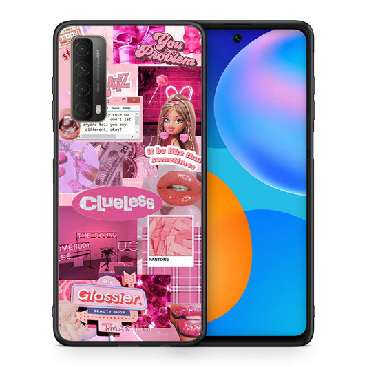 Θήκη Αγίου Βαλεντίνου Huawei P Smart 2021 Pink Love από τη Smartfits με σχέδιο στο πίσω μέρος και μαύρο περίβλημα | Huawei P Smart 2021 Pink Love case with colorful back and black bezels