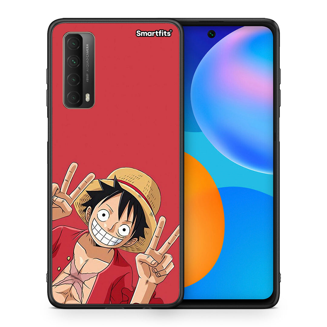 Θήκη Huawei P Smart 2021 Pirate Luffy από τη Smartfits με σχέδιο στο πίσω μέρος και μαύρο περίβλημα | Huawei P Smart 2021 Pirate Luffy case with colorful back and black bezels