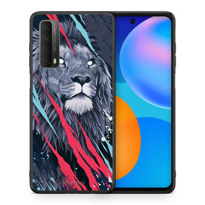 Θήκη Huawei P Smart 2021 Lion Designer PopArt από τη Smartfits με σχέδιο στο πίσω μέρος και μαύρο περίβλημα | Huawei P Smart 2021 Lion Designer PopArt case with colorful back and black bezels