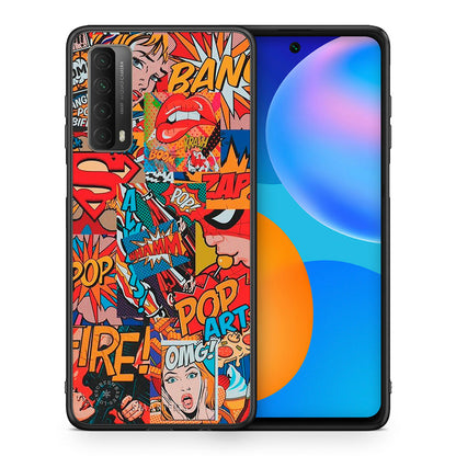 Θήκη Huawei P Smart 2021 PopArt OMG από τη Smartfits με σχέδιο στο πίσω μέρος και μαύρο περίβλημα | Huawei P Smart 2021 PopArt OMG case with colorful back and black bezels