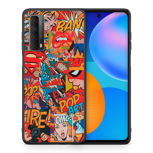 Θήκη Huawei P Smart 2021 PopArt OMG από τη Smartfits με σχέδιο στο πίσω μέρος και μαύρο περίβλημα | Huawei P Smart 2021 PopArt OMG case with colorful back and black bezels