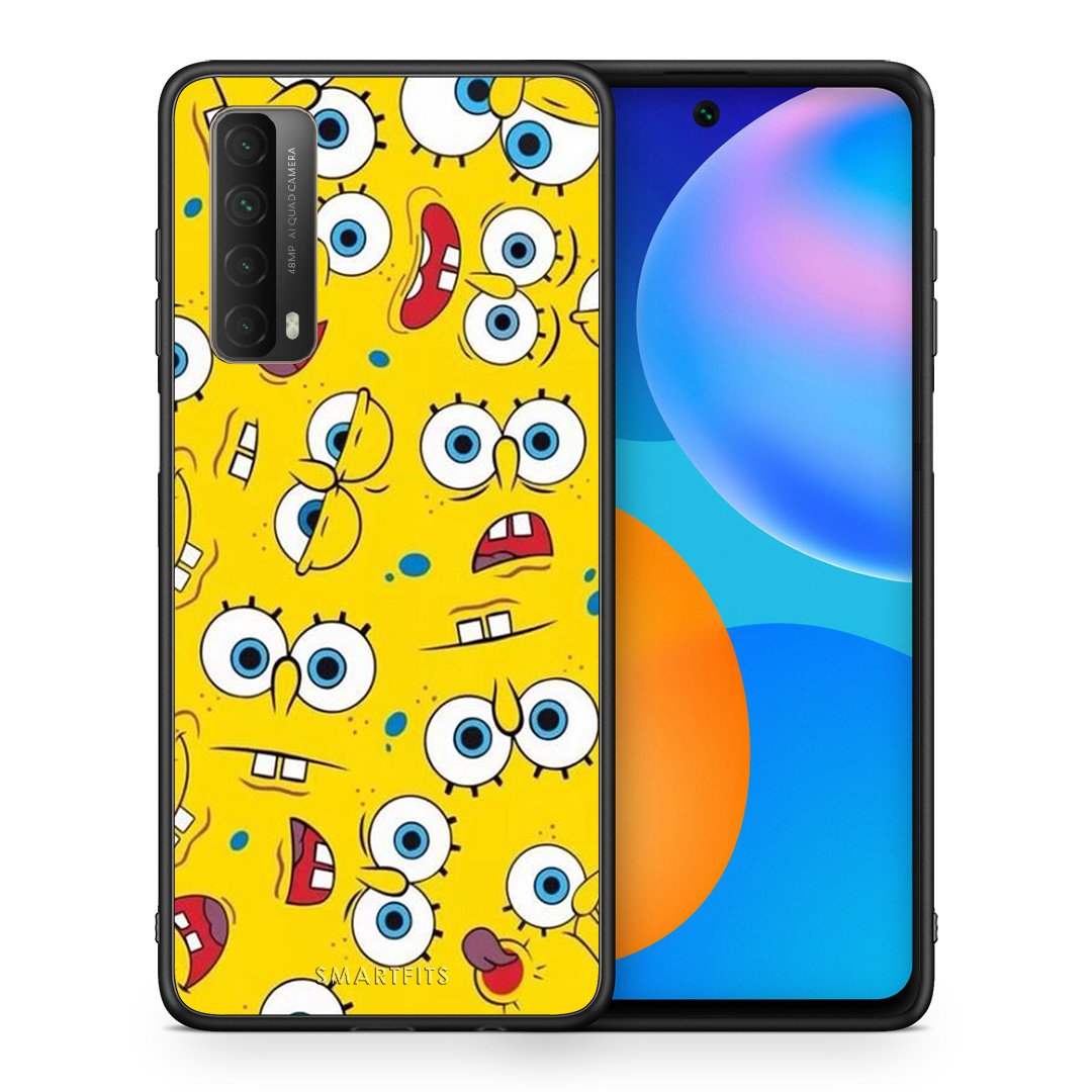 Θήκη Huawei P Smart 2021 Sponge PopArt από τη Smartfits με σχέδιο στο πίσω μέρος και μαύρο περίβλημα | Huawei P Smart 2021 Sponge PopArt case with colorful back and black bezels