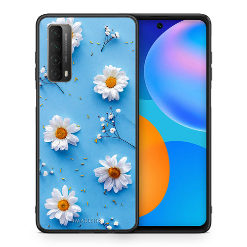 Θήκη Huawei P Smart 2021 Real Daisies από τη Smartfits με σχέδιο στο πίσω μέρος και μαύρο περίβλημα | Huawei P Smart 2021 Real Daisies case with colorful back and black bezels