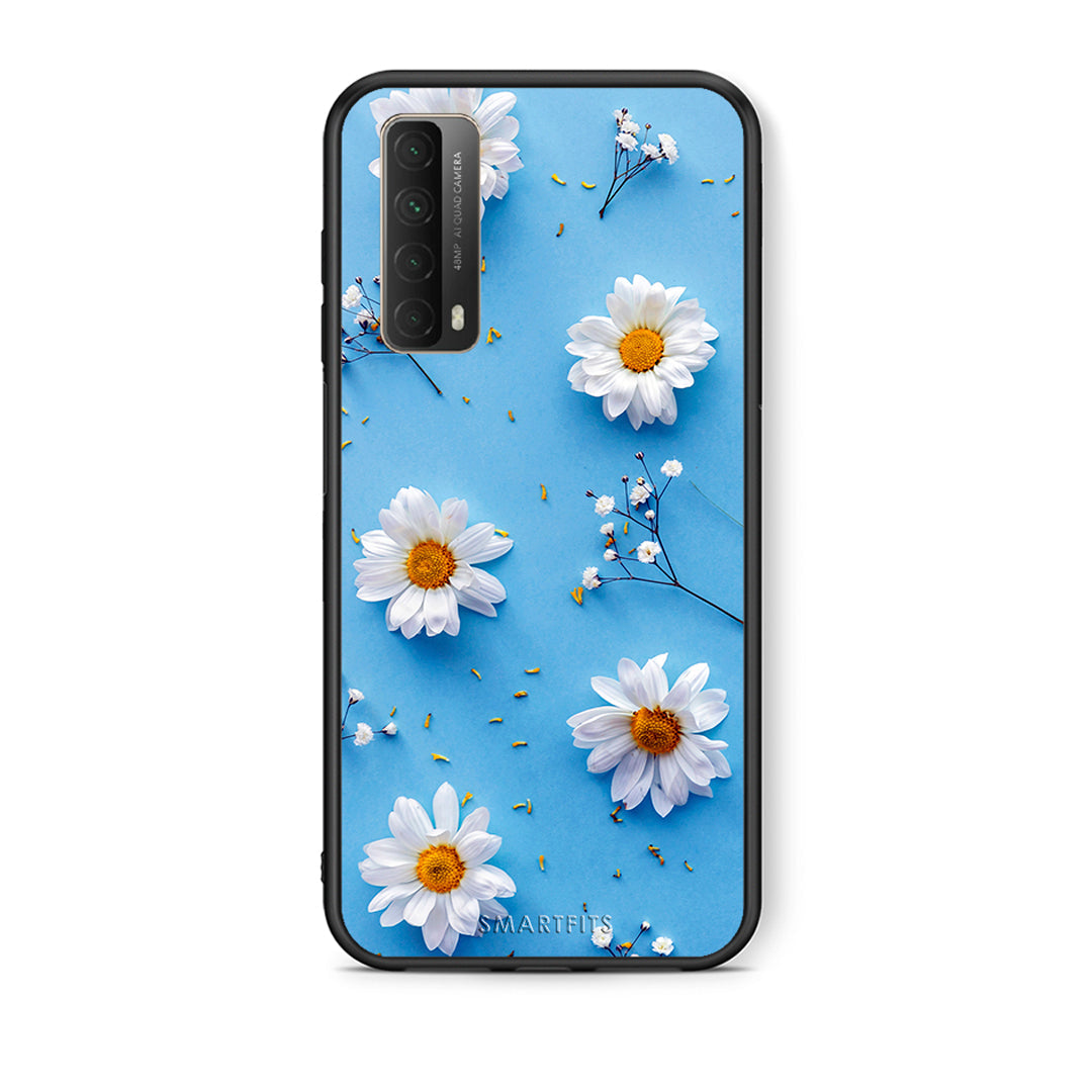 Θήκη Huawei P Smart 2021 Real Daisies από τη Smartfits με σχέδιο στο πίσω μέρος και μαύρο περίβλημα | Huawei P Smart 2021 Real Daisies case with colorful back and black bezels