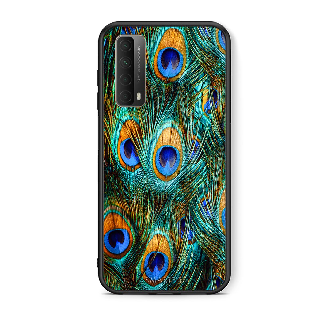 Θήκη Huawei P Smart 2021 Real Peacock Feathers από τη Smartfits με σχέδιο στο πίσω μέρος και μαύρο περίβλημα | Huawei P Smart 2021 Real Peacock Feathers case with colorful back and black bezels