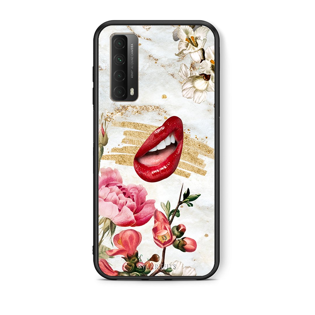 Θήκη Huawei P Smart 2021 Red Lips από τη Smartfits με σχέδιο στο πίσω μέρος και μαύρο περίβλημα | Huawei P Smart 2021 Red Lips case with colorful back and black bezels