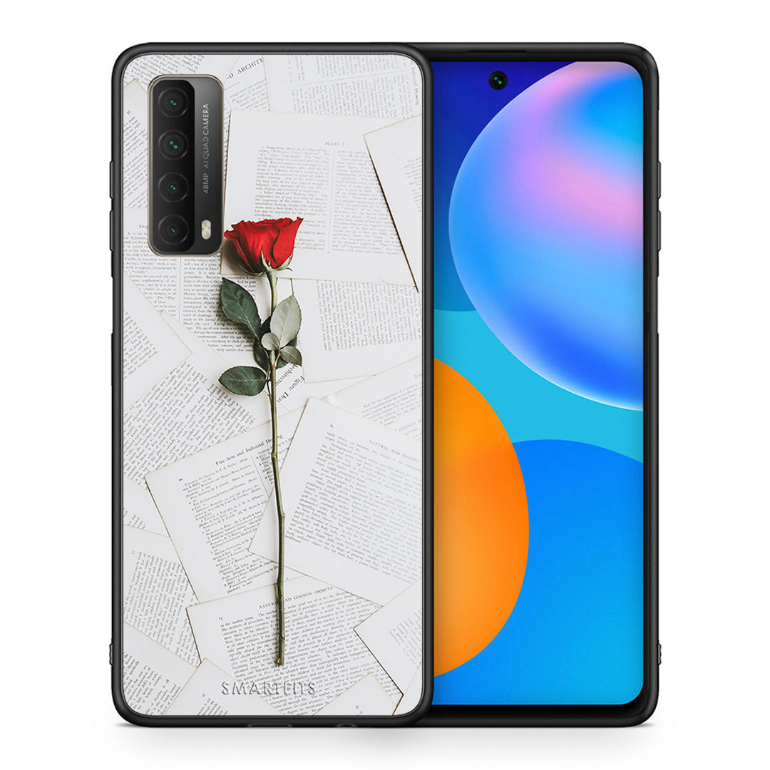 Θήκη Huawei P Smart 2021 Red Rose από τη Smartfits με σχέδιο στο πίσω μέρος και μαύρο περίβλημα | Huawei P Smart 2021 Red Rose case with colorful back and black bezels