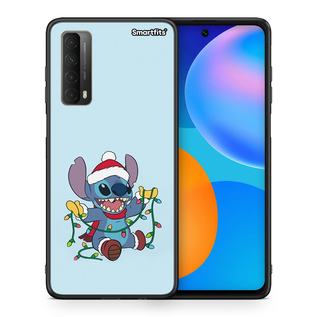 Θήκη Huawei P Smart 2021 Santa Stich από τη Smartfits με σχέδιο στο πίσω μέρος και μαύρο περίβλημα | Huawei P Smart 2021 Santa Stich case with colorful back and black bezels