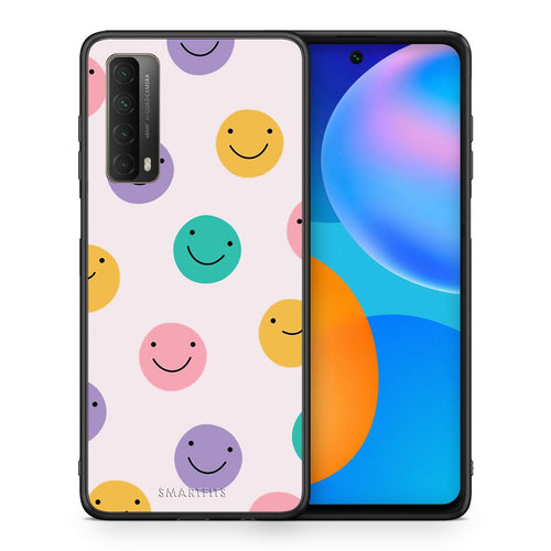 Θήκη Huawei P Smart 2021 Smiley Faces από τη Smartfits με σχέδιο στο πίσω μέρος και μαύρο περίβλημα | Huawei P Smart 2021 Smiley Faces case with colorful back and black bezels
