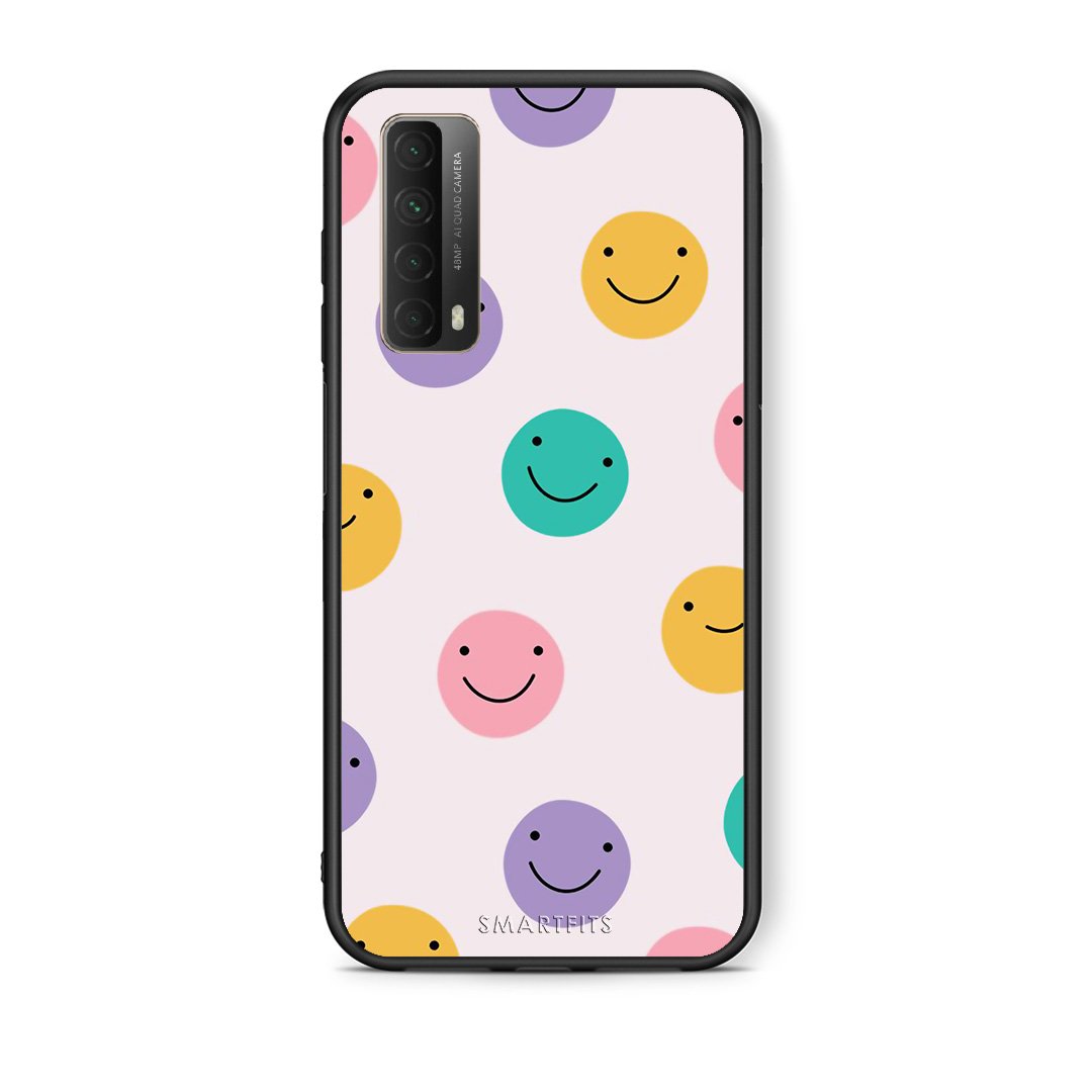 Θήκη Huawei P Smart 2021 Smiley Faces από τη Smartfits με σχέδιο στο πίσω μέρος και μαύρο περίβλημα | Huawei P Smart 2021 Smiley Faces case with colorful back and black bezels