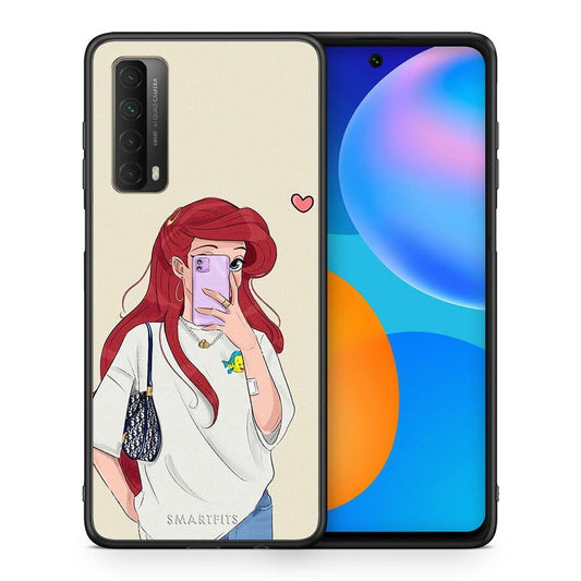 Θήκη Huawei P Smart 2021 Walking Mermaid από τη Smartfits με σχέδιο στο πίσω μέρος και μαύρο περίβλημα | Huawei P Smart 2021 Walking Mermaid case with colorful back and black bezels