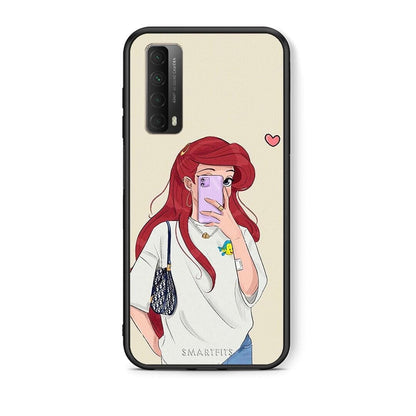 Θήκη Huawei P Smart 2021 Walking Mermaid από τη Smartfits με σχέδιο στο πίσω μέρος και μαύρο περίβλημα | Huawei P Smart 2021 Walking Mermaid case with colorful back and black bezels