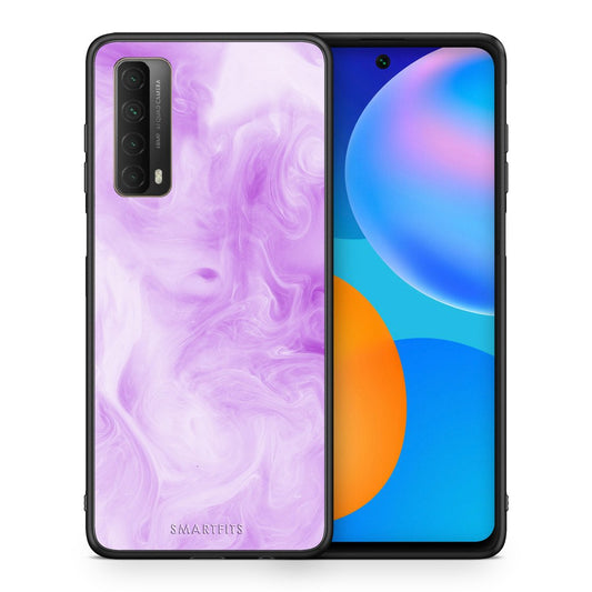 Θήκη Huawei P Smart 2021 Lavender Watercolor από τη Smartfits με σχέδιο στο πίσω μέρος και μαύρο περίβλημα | Huawei P Smart 2021 Lavender Watercolor case with colorful back and black bezels