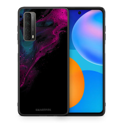 Θήκη Huawei P Smart 2021 Pink Black Watercolor από τη Smartfits με σχέδιο στο πίσω μέρος και μαύρο περίβλημα | Huawei P Smart 2021 Pink Black Watercolor case with colorful back and black bezels