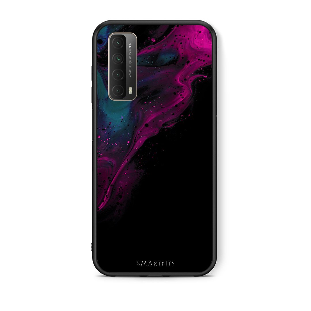 Θήκη Huawei P Smart 2021 Pink Black Watercolor από τη Smartfits με σχέδιο στο πίσω μέρος και μαύρο περίβλημα | Huawei P Smart 2021 Pink Black Watercolor case with colorful back and black bezels