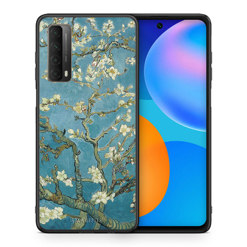 Θήκη Huawei P Smart 2021 White Blossoms από τη Smartfits με σχέδιο στο πίσω μέρος και μαύρο περίβλημα | Huawei P Smart 2021 White Blossoms case with colorful back and black bezels
