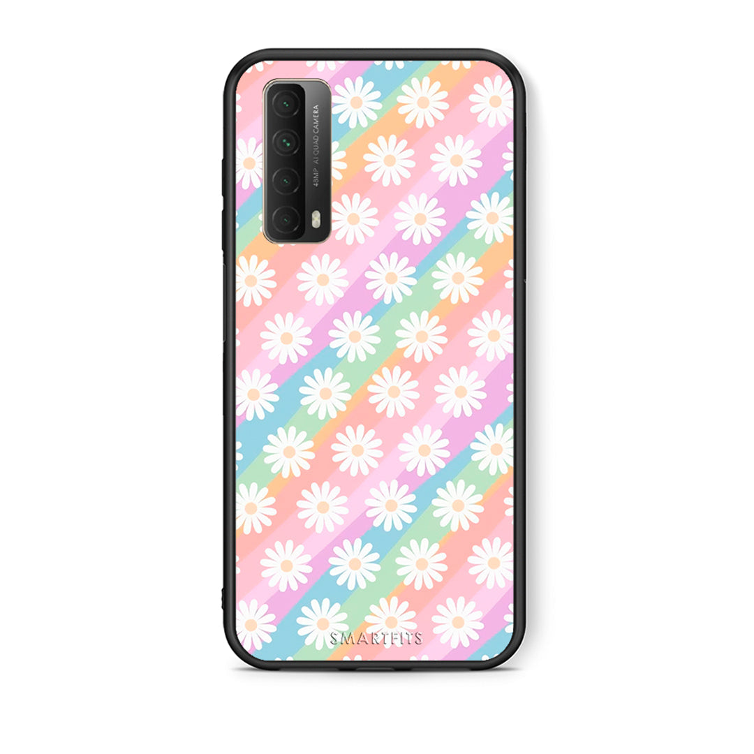 Θήκη Huawei P Smart 2021 White Daisies από τη Smartfits με σχέδιο στο πίσω μέρος και μαύρο περίβλημα | Huawei P Smart 2021 White Daisies case with colorful back and black bezels