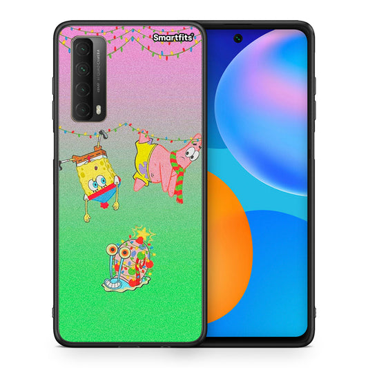 Θήκη Huawei P Smart 2021 Xmas Lights από τη Smartfits με σχέδιο στο πίσω μέρος και μαύρο περίβλημα | Huawei P Smart 2021 Xmas Lights case with colorful back and black bezels