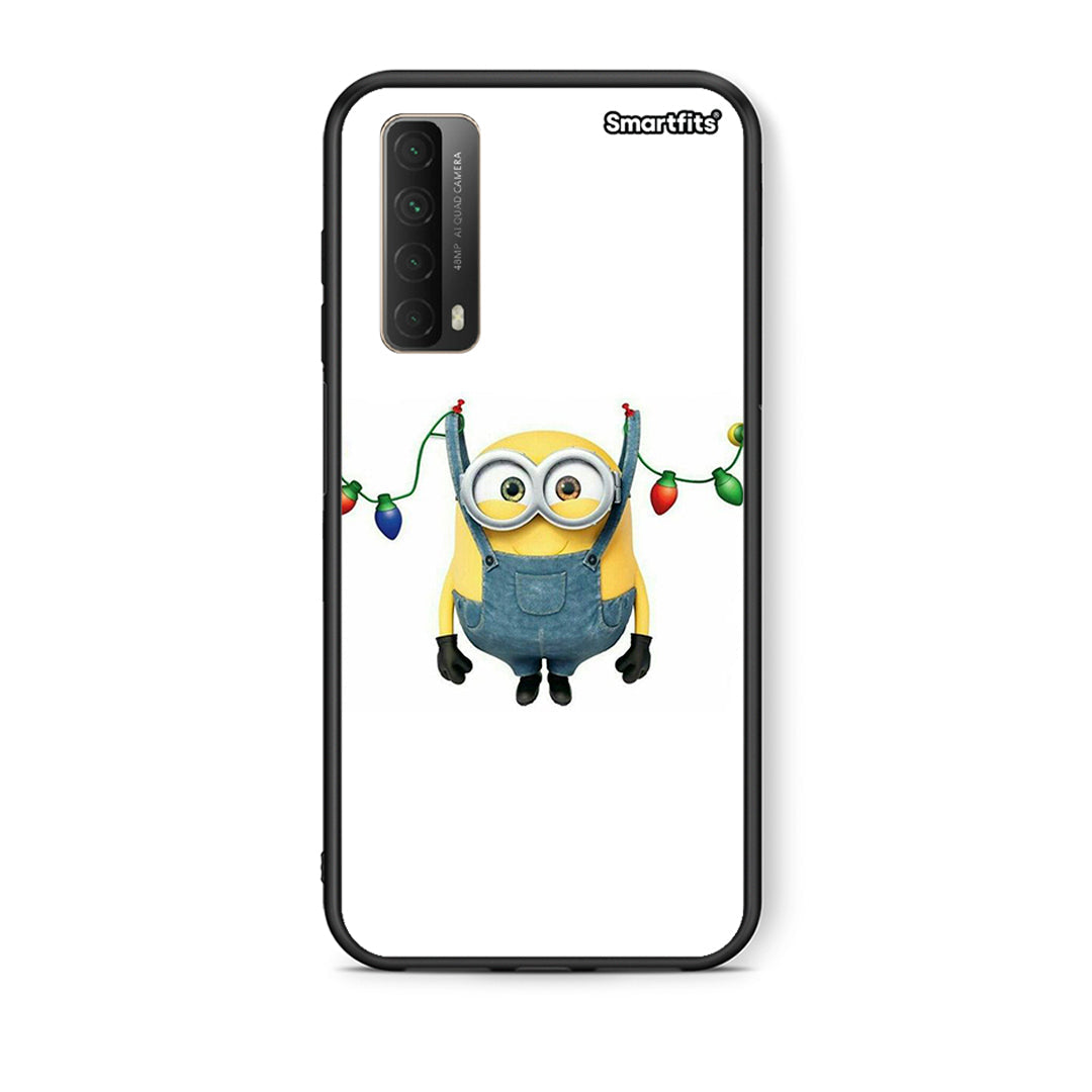 Θήκη Huawei P Smart 2021 Xmas Minion Lights από τη Smartfits με σχέδιο στο πίσω μέρος και μαύρο περίβλημα | Huawei P Smart 2021 Xmas Minion Lights case with colorful back and black bezels