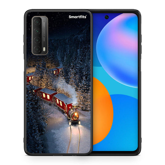 Θήκη Huawei P Smart 2021 Xmas Train από τη Smartfits με σχέδιο στο πίσω μέρος και μαύρο περίβλημα | Huawei P Smart 2021 Xmas Train case with colorful back and black bezels