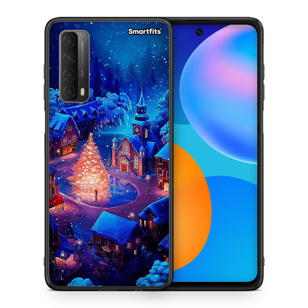 Θήκη Huawei P Smart 2021 Xmas Village από τη Smartfits με σχέδιο στο πίσω μέρος και μαύρο περίβλημα | Huawei P Smart 2021 Xmas Village case with colorful back and black bezels