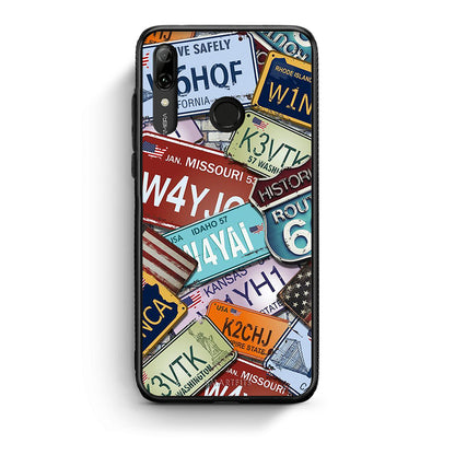 Huawei P Smart 2019 Car Plates θήκη από τη Smartfits με σχέδιο στο πίσω μέρος και μαύρο περίβλημα | Smartphone case with colorful back and black bezels by Smartfits