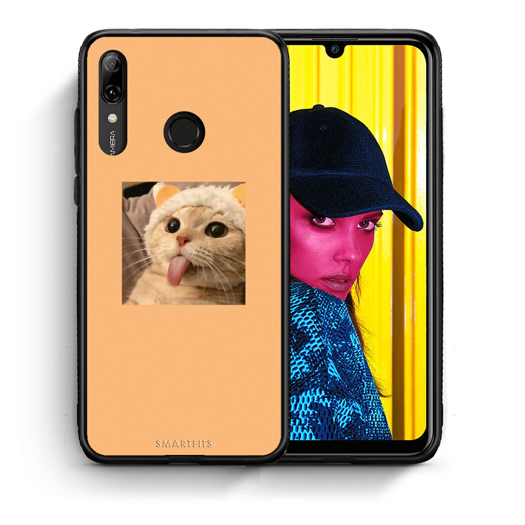 Θήκη Huawei P Smart 2019 Cat Tongue από τη Smartfits με σχέδιο στο πίσω μέρος και μαύρο περίβλημα | Huawei P Smart 2019 Cat Tongue case with colorful back and black bezels