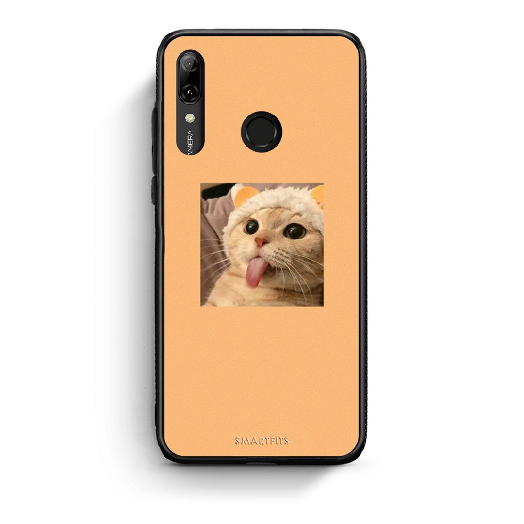 Huawei P Smart 2019 Cat Tongue θήκη από τη Smartfits με σχέδιο στο πίσω μέρος και μαύρο περίβλημα | Smartphone case with colorful back and black bezels by Smartfits