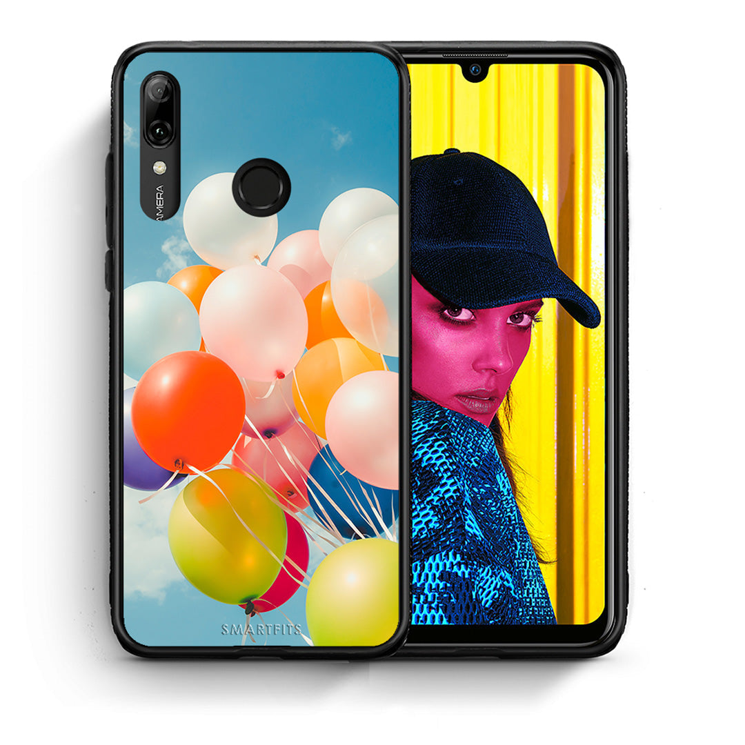 Θήκη Huawei P Smart 2019 Colorful Balloons από τη Smartfits με σχέδιο στο πίσω μέρος και μαύρο περίβλημα | Huawei P Smart 2019 Colorful Balloons case with colorful back and black bezels