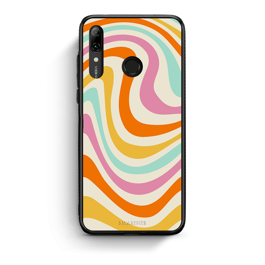 Huawei P Smart 2019 Colourful Waves θήκη από τη Smartfits με σχέδιο στο πίσω μέρος και μαύρο περίβλημα | Smartphone case with colorful back and black bezels by Smartfits