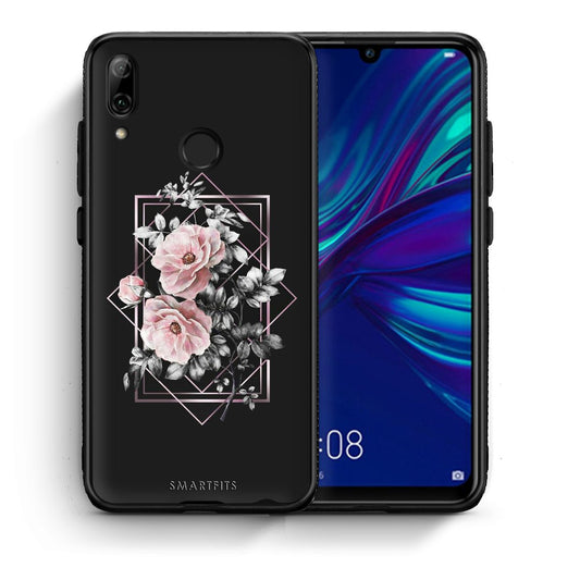 Θήκη Huawei P Smart 2019 Frame Flower από τη Smartfits με σχέδιο στο πίσω μέρος και μαύρο περίβλημα | Huawei P Smart 2019 Frame Flower case with colorful back and black bezels
