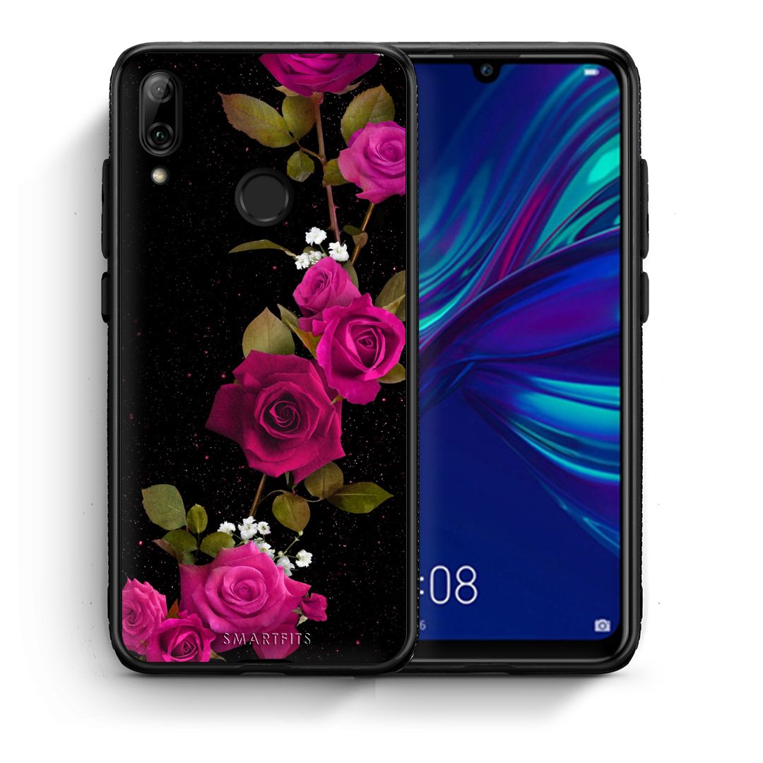 Θήκη Huawei P Smart 2019 Red Roses Flower από τη Smartfits με σχέδιο στο πίσω μέρος και μαύρο περίβλημα | Huawei P Smart 2019 Red Roses Flower case with colorful back and black bezels