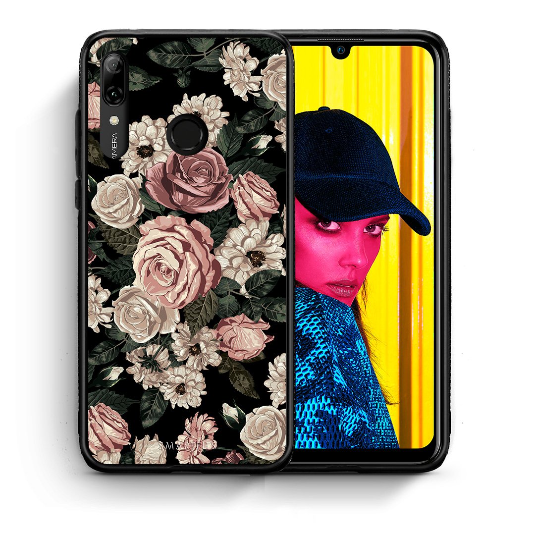 Θήκη Huawei P Smart 2019 Wild Roses Flower από τη Smartfits με σχέδιο στο πίσω μέρος και μαύρο περίβλημα | Huawei P Smart 2019 Wild Roses Flower case with colorful back and black bezels