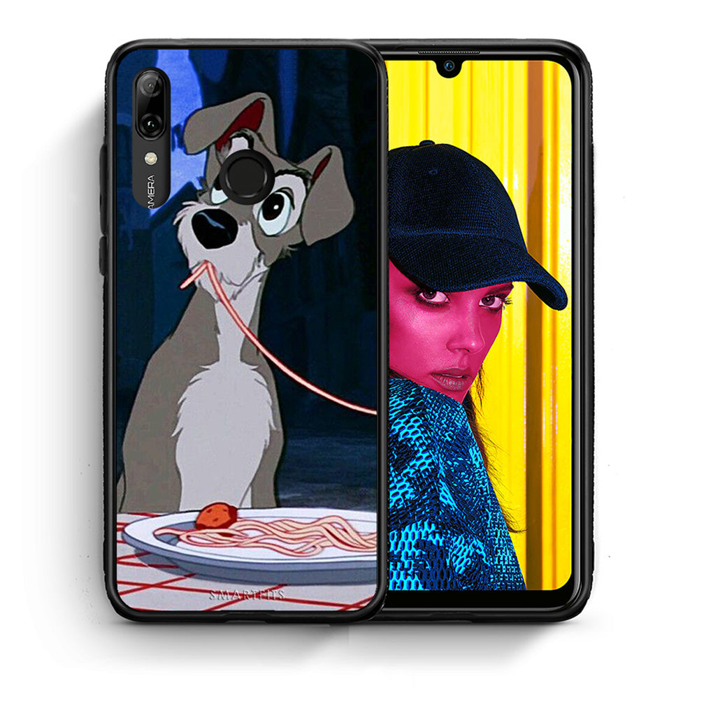 Θήκη Αγίου Βαλεντίνου Huawei P Smart 2019 Lady And Tramp 1 από τη Smartfits με σχέδιο στο πίσω μέρος και μαύρο περίβλημα | Huawei P Smart 2019 Lady And Tramp 1 case with colorful back and black bezels