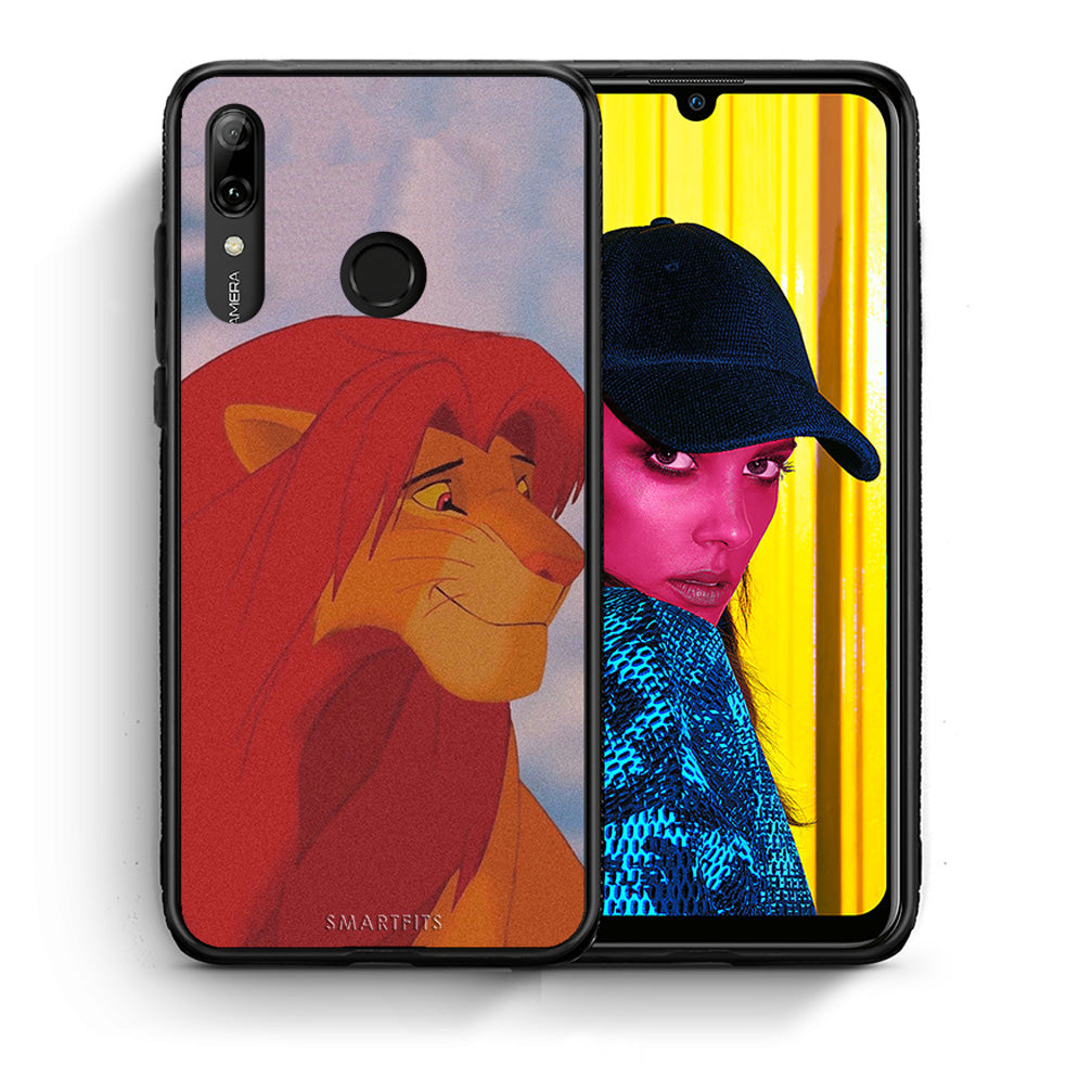 Θήκη Αγίου Βαλεντίνου Huawei P Smart 2019 Lion Love 1 από τη Smartfits με σχέδιο στο πίσω μέρος και μαύρο περίβλημα | Huawei P Smart 2019 Lion Love 1 case with colorful back and black bezels