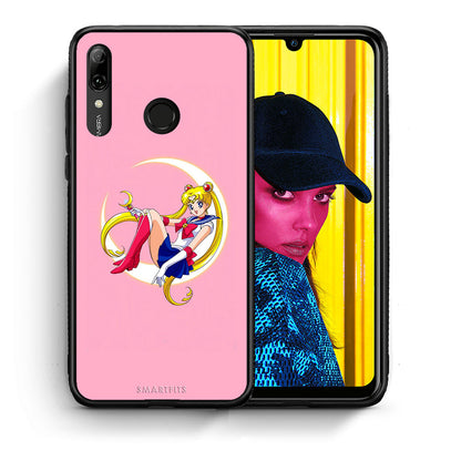 Θήκη Huawei P Smart 2019 Moon Girl από τη Smartfits με σχέδιο στο πίσω μέρος και μαύρο περίβλημα | Huawei P Smart 2019 Moon Girl case with colorful back and black bezels