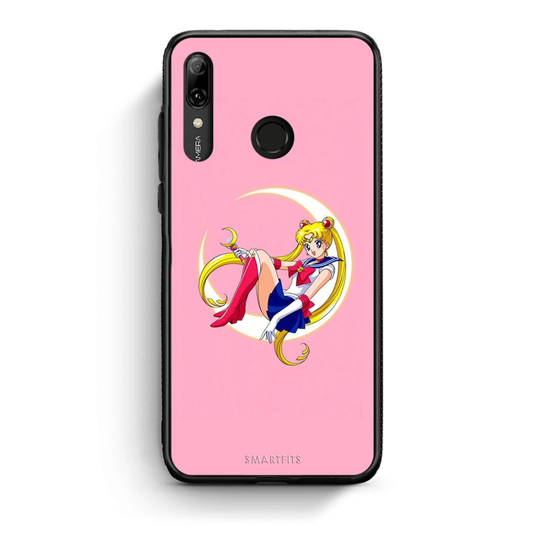 Huawei P Smart 2019 Moon Girl θήκη από τη Smartfits με σχέδιο στο πίσω μέρος και μαύρο περίβλημα | Smartphone case with colorful back and black bezels by Smartfits