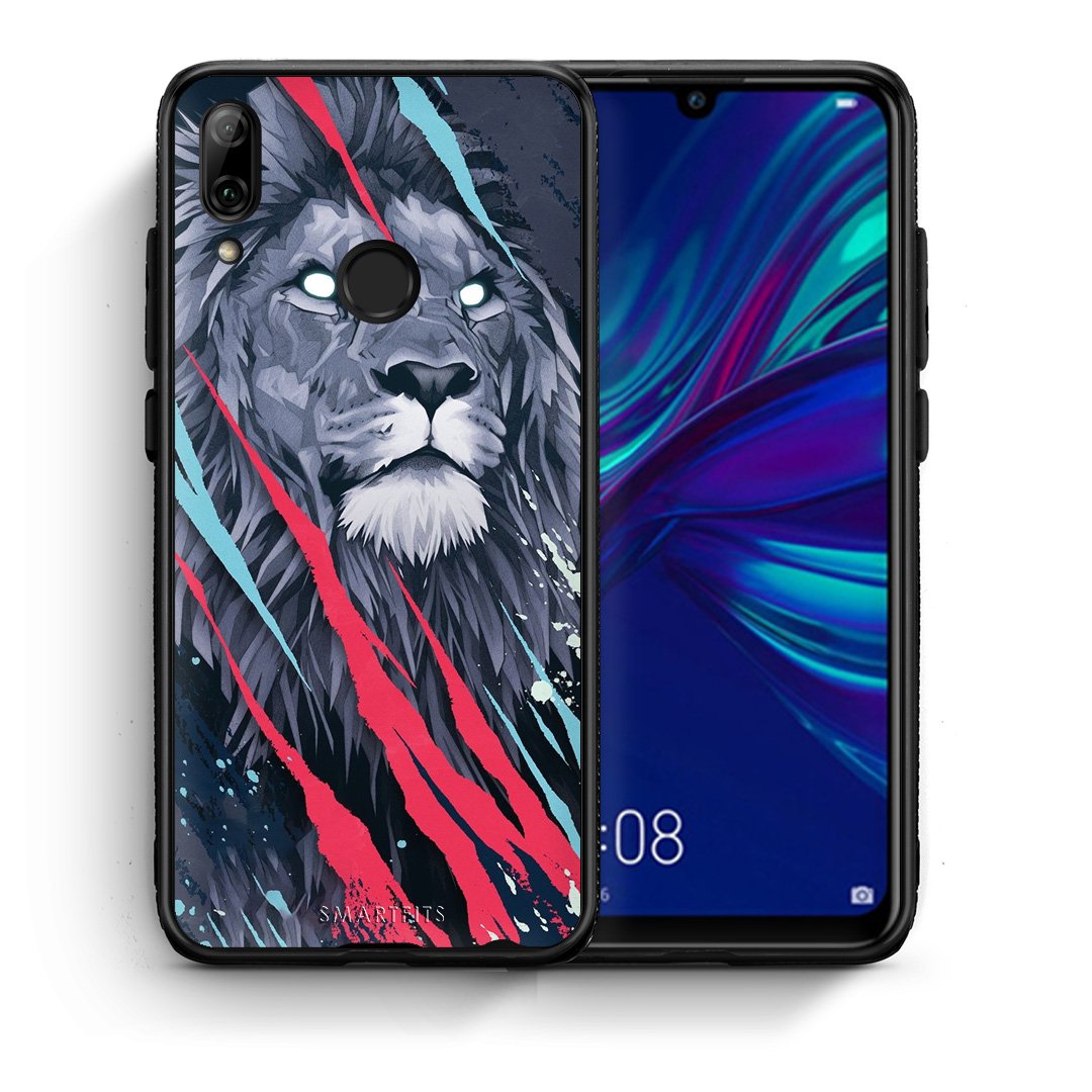 Θήκη Huawei P Smart 2019 Lion Designer PopArt από τη Smartfits με σχέδιο στο πίσω μέρος και μαύρο περίβλημα | Huawei P Smart 2019 Lion Designer PopArt case with colorful back and black bezels