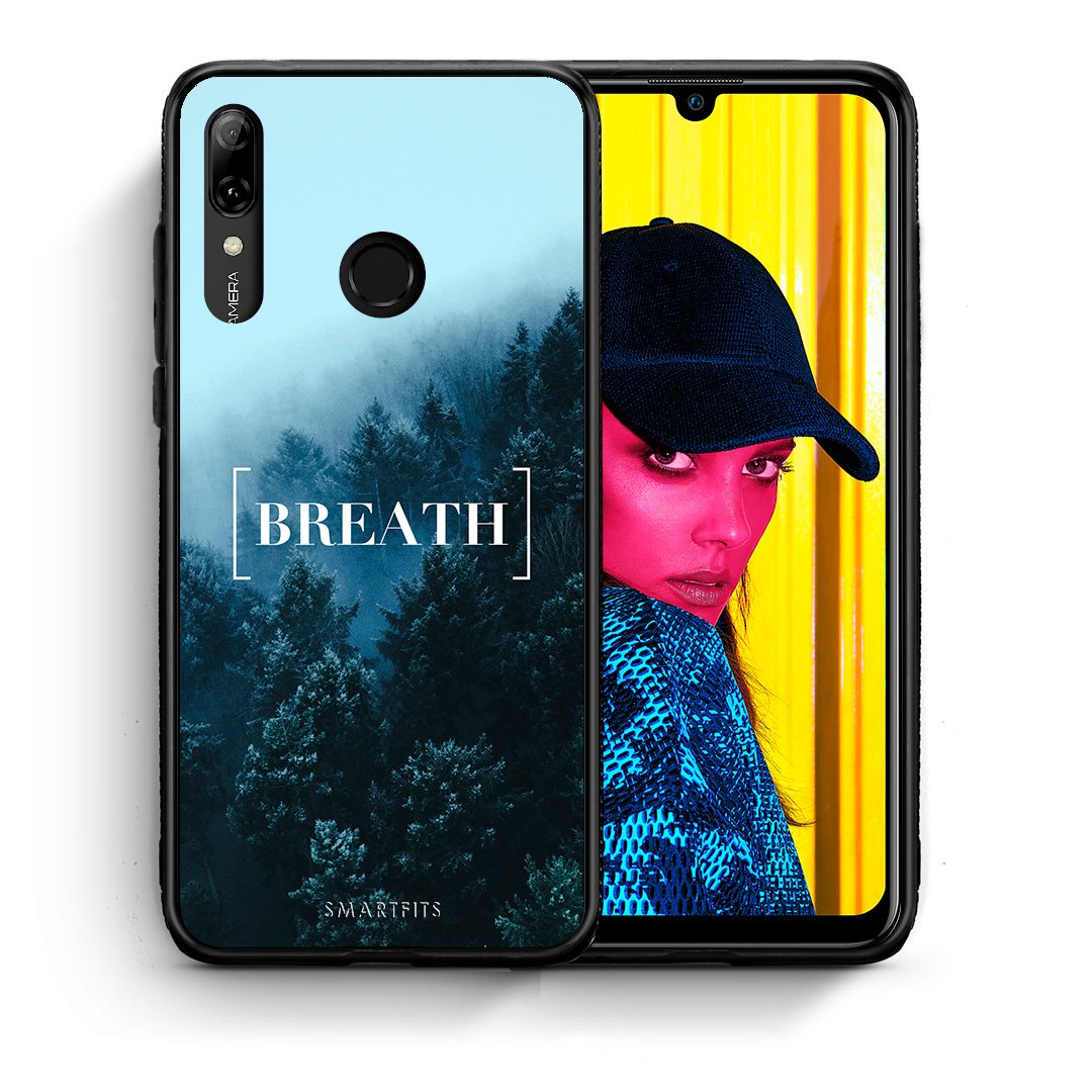Θήκη Huawei P Smart 2019 Breath Quote από τη Smartfits με σχέδιο στο πίσω μέρος και μαύρο περίβλημα | Huawei P Smart 2019 Breath Quote case with colorful back and black bezels