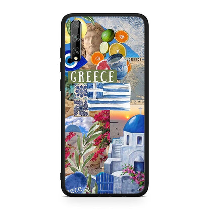 Huawei P Smart S All Greek Θήκη από τη Smartfits με σχέδιο στο πίσω μέρος και μαύρο περίβλημα | Smartphone case with colorful back and black bezels by Smartfits