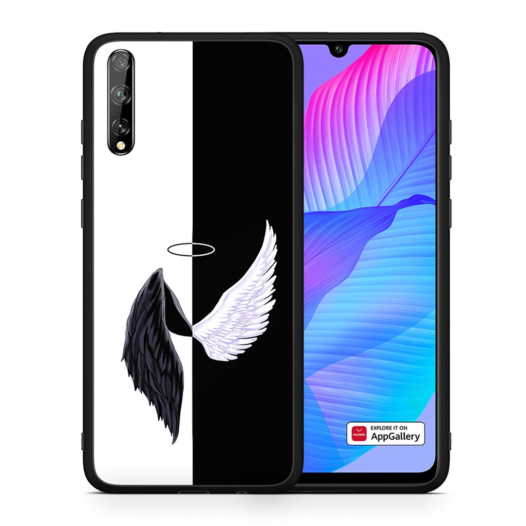 Θήκη Huawei P Smart S Angels Demons από τη Smartfits με σχέδιο στο πίσω μέρος και μαύρο περίβλημα | Huawei P Smart S Angels Demons case with colorful back and black bezels