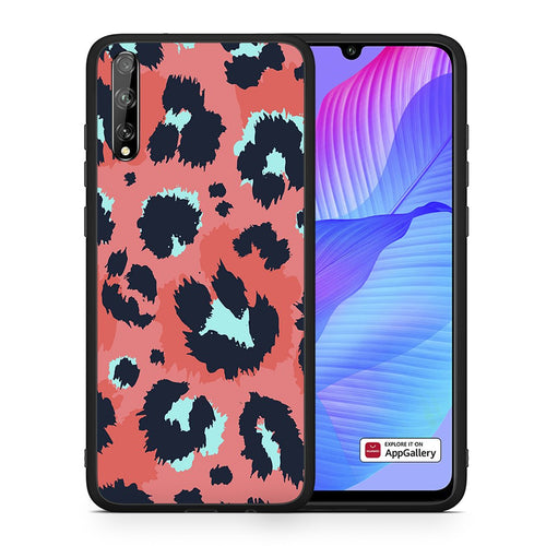 Θήκη Huawei P Smart S Pink Leopard Animal από τη Smartfits με σχέδιο στο πίσω μέρος και μαύρο περίβλημα | Huawei P Smart S Pink Leopard Animal case with colorful back and black bezels
