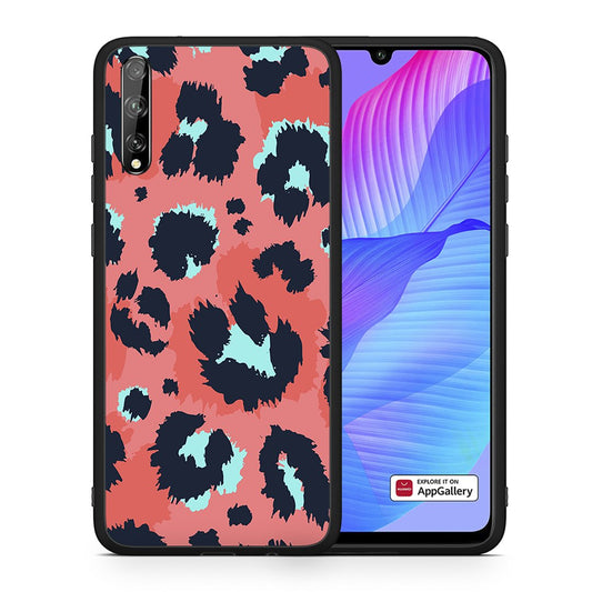 Θήκη Huawei P Smart S Pink Leopard Animal από τη Smartfits με σχέδιο στο πίσω μέρος και μαύρο περίβλημα | Huawei P Smart S Pink Leopard Animal case with colorful back and black bezels