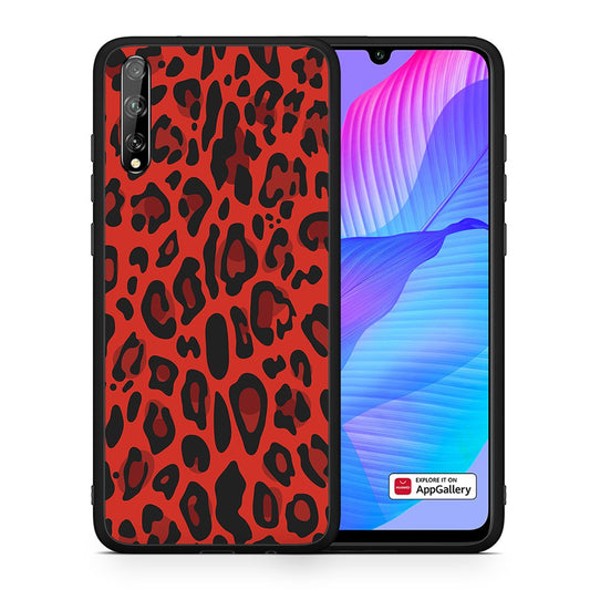 Θήκη Huawei P Smart S Red Leopard Animal από τη Smartfits με σχέδιο στο πίσω μέρος και μαύρο περίβλημα | Huawei P Smart S Red Leopard Animal case with colorful back and black bezels