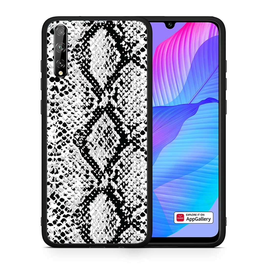 Θήκη Huawei P Smart S White Snake Animal από τη Smartfits με σχέδιο στο πίσω μέρος και μαύρο περίβλημα | Huawei P Smart S White Snake Animal case with colorful back and black bezels